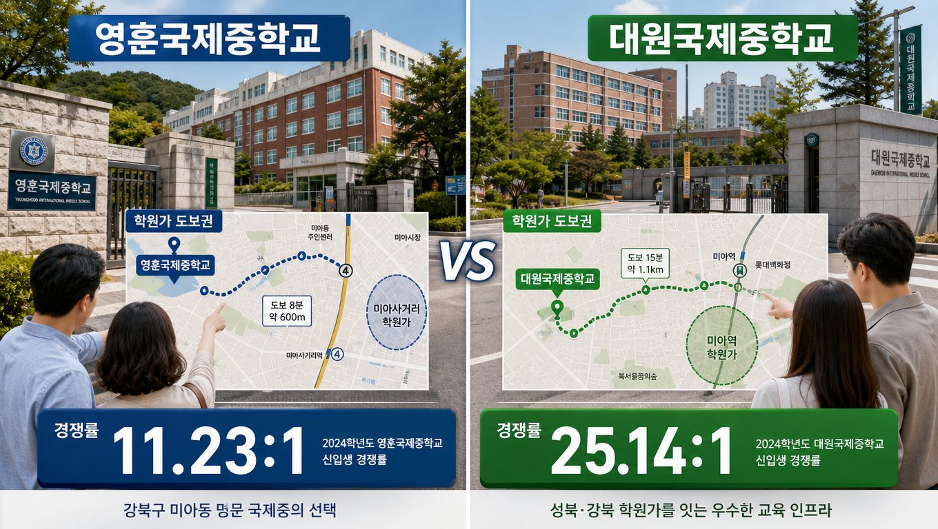 영훈초·영훈국제중 학군 분석 및 학원가 도보권 단지