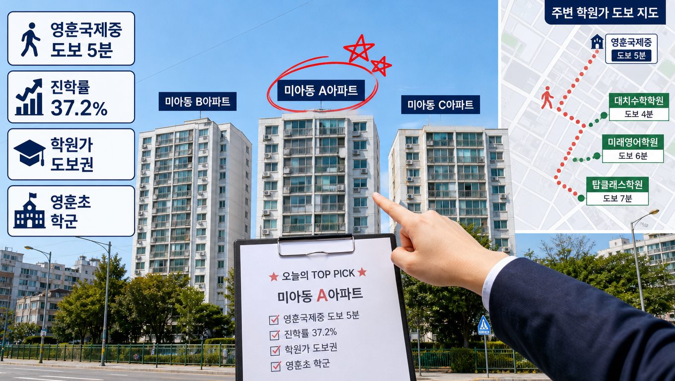 영훈초·영훈국제중 학군 분석 및 학원가 도보권 단지