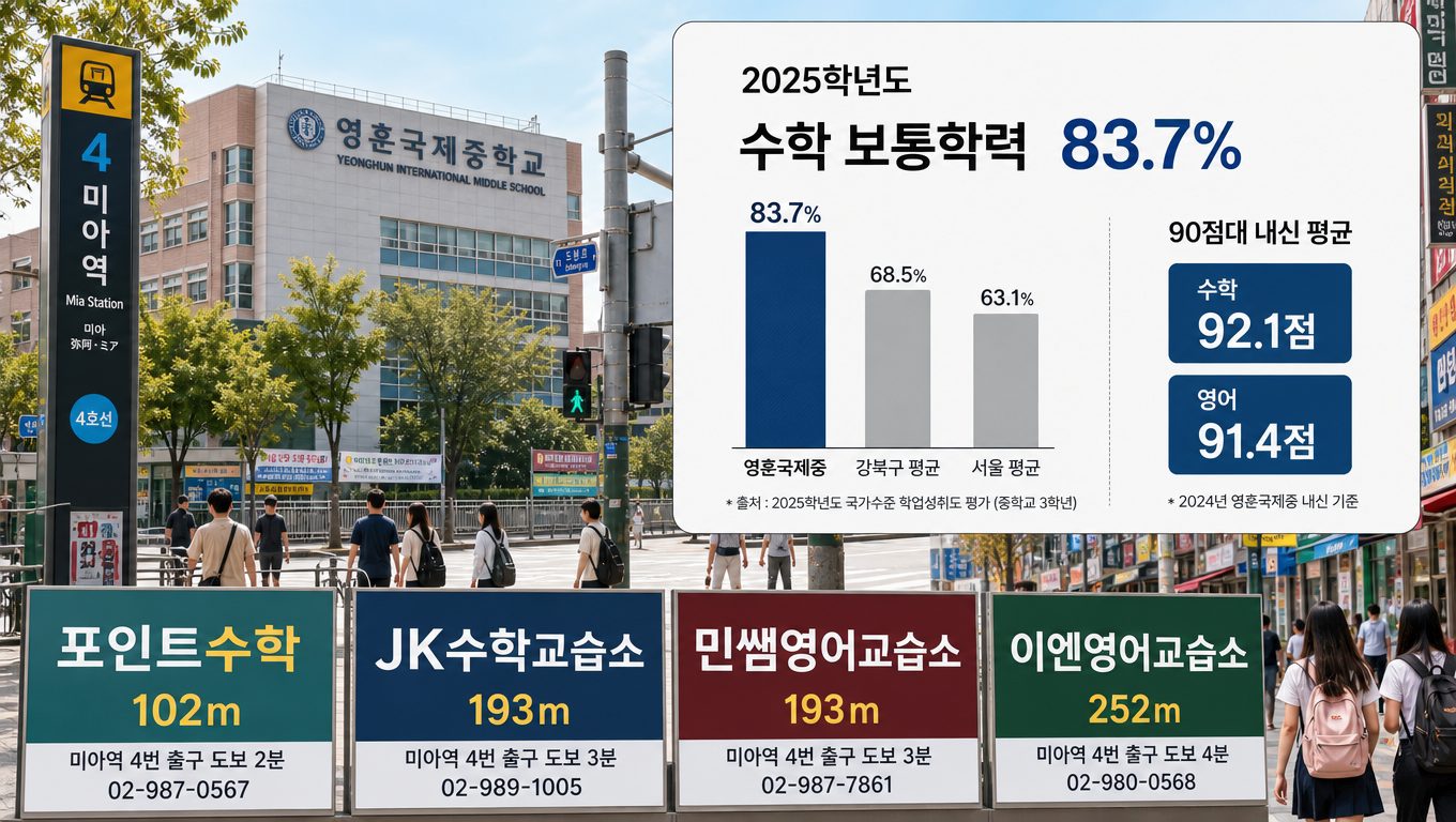 영훈국제중학교 학업성취도 및 주변 학원가 위치