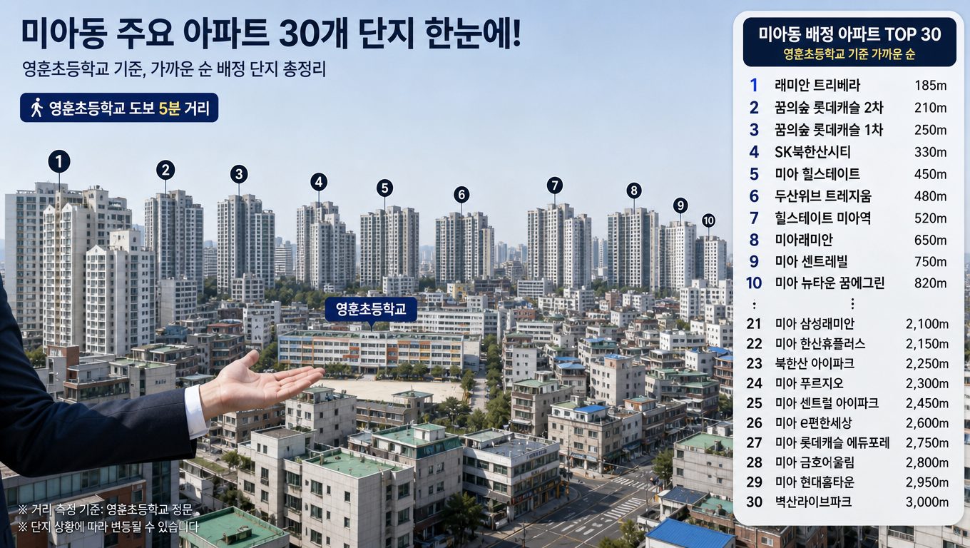 영훈초등학교 입학 가능한 미아동 아파트 단지와 계약 전 학군 확인 방법